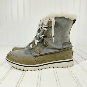 Sorel Cozy Joan Leather Lace Up Fleece Fur Winter Boots